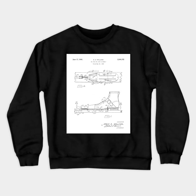 Ski Boots Patent - Snow Skier Skiing Lodge Art - White Crewneck Sweatshirt by patentpress